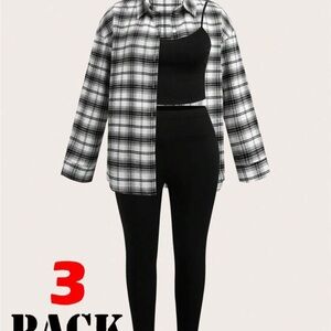 Black and White Plaid Women's Jumpsuit Set